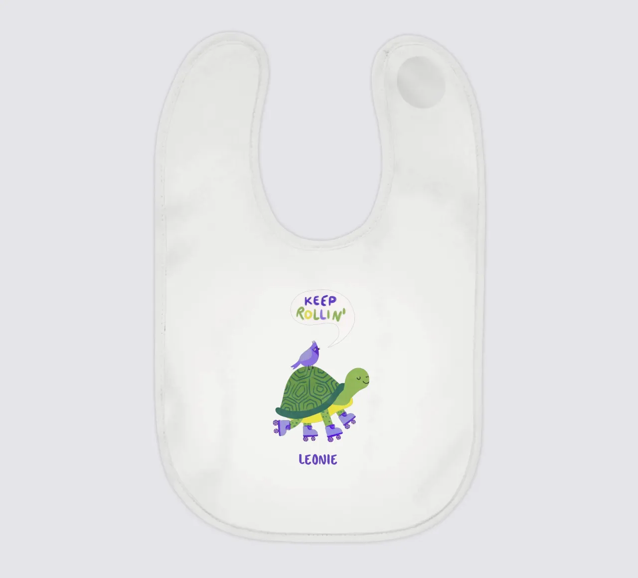 Tartaruga con uccello - continua a rotolare! bavaglino da Illustration Raissa Oltmanns