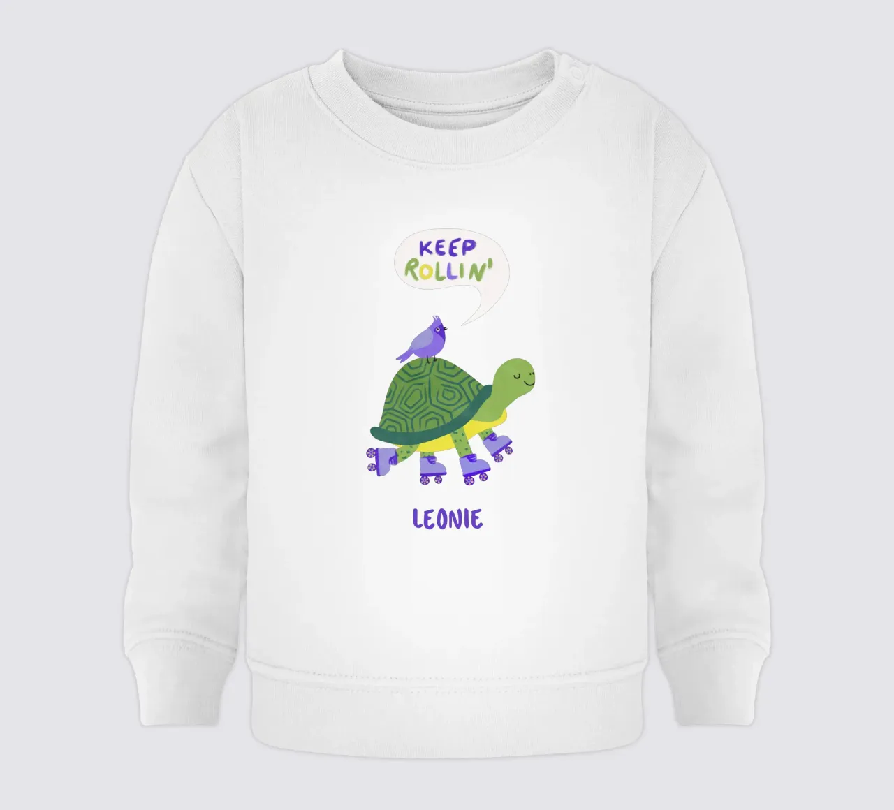 Tartaruga con uccello - continua a rotolare! felpa neonato da Illustration Raissa Oltmanns