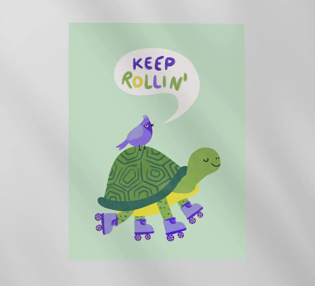 Tartaruga con uccello - continua a rotolare! pellicola backlit da Illustration Raissa Oltmanns
