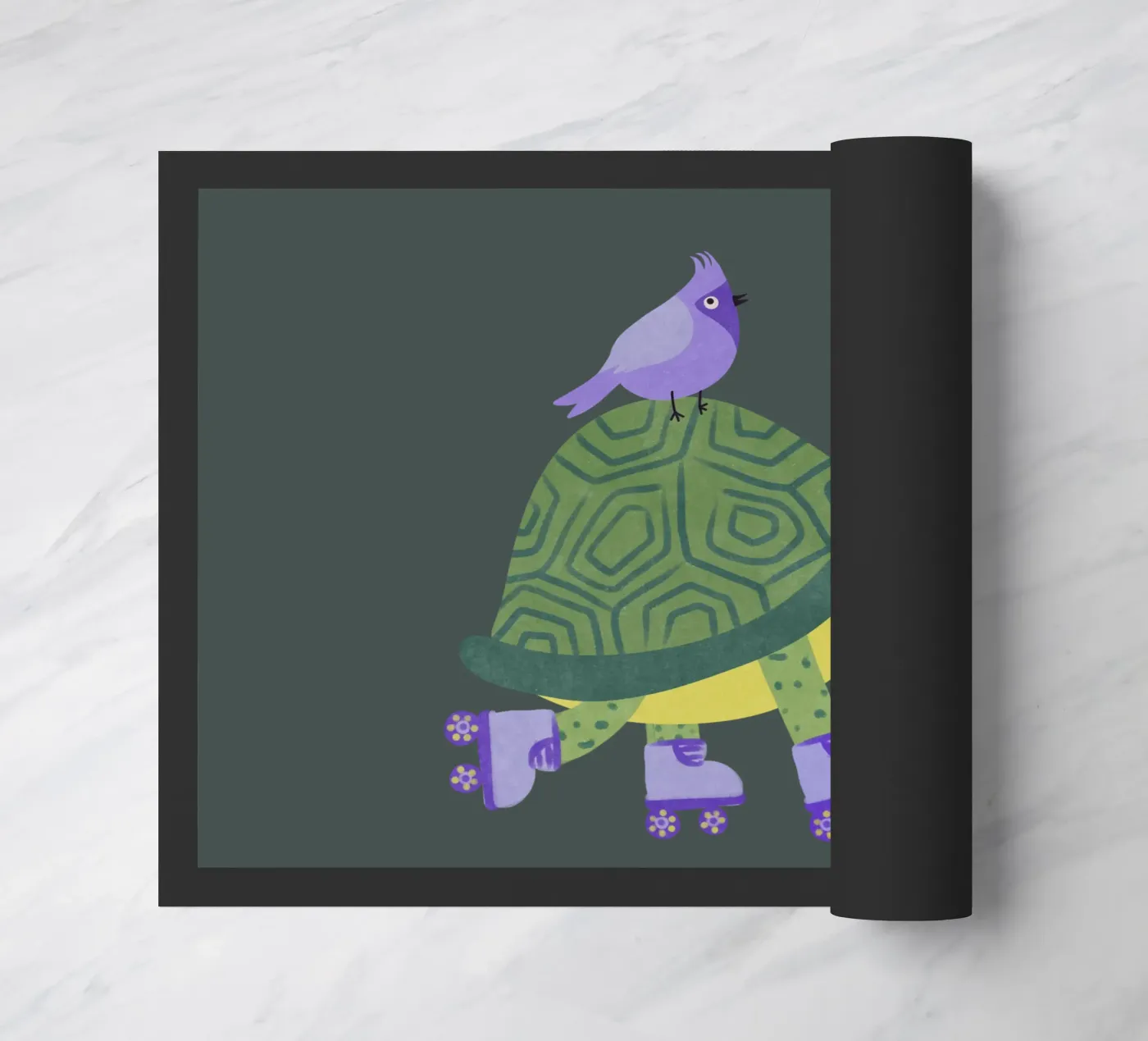 Schildpad met vogel - blijven rollen! deurmat van Illustration Raissa Oltmanns
