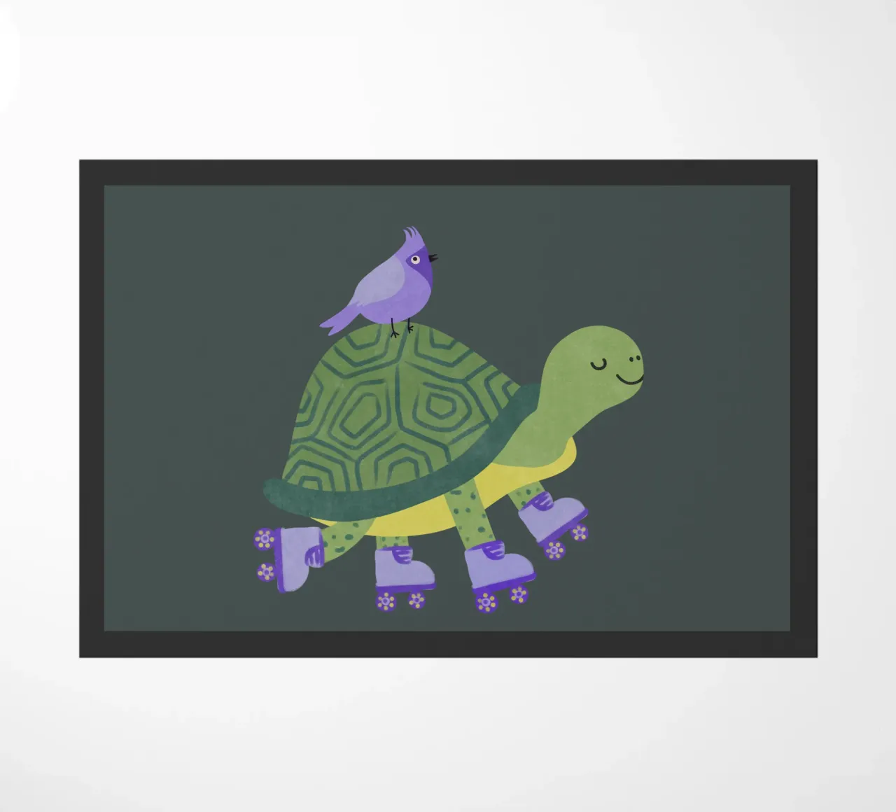 Tartaruga con uccello - continua a rotolare! zerbino da Illustration Raissa Oltmanns