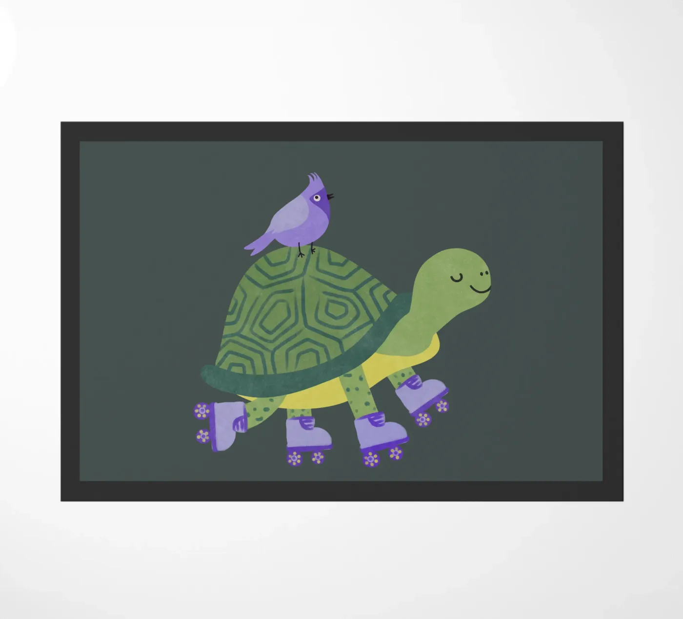 Schildpad met vogel - blijven rollen! deurmat van Illustration Raissa Oltmanns