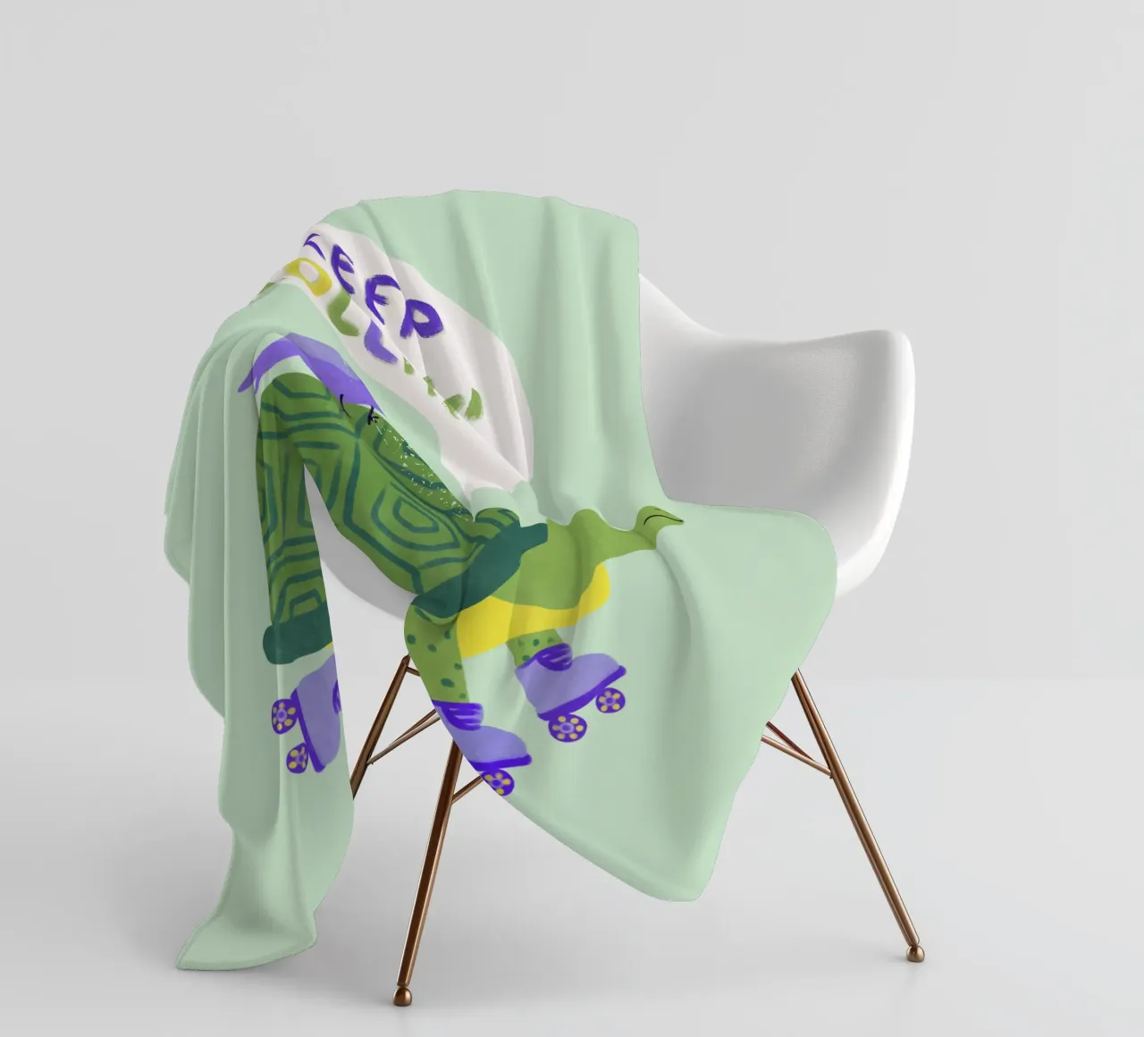 Tartaruga con uccello - continua a rotolare! coperta in pile da Illustration Raissa Oltmanns
