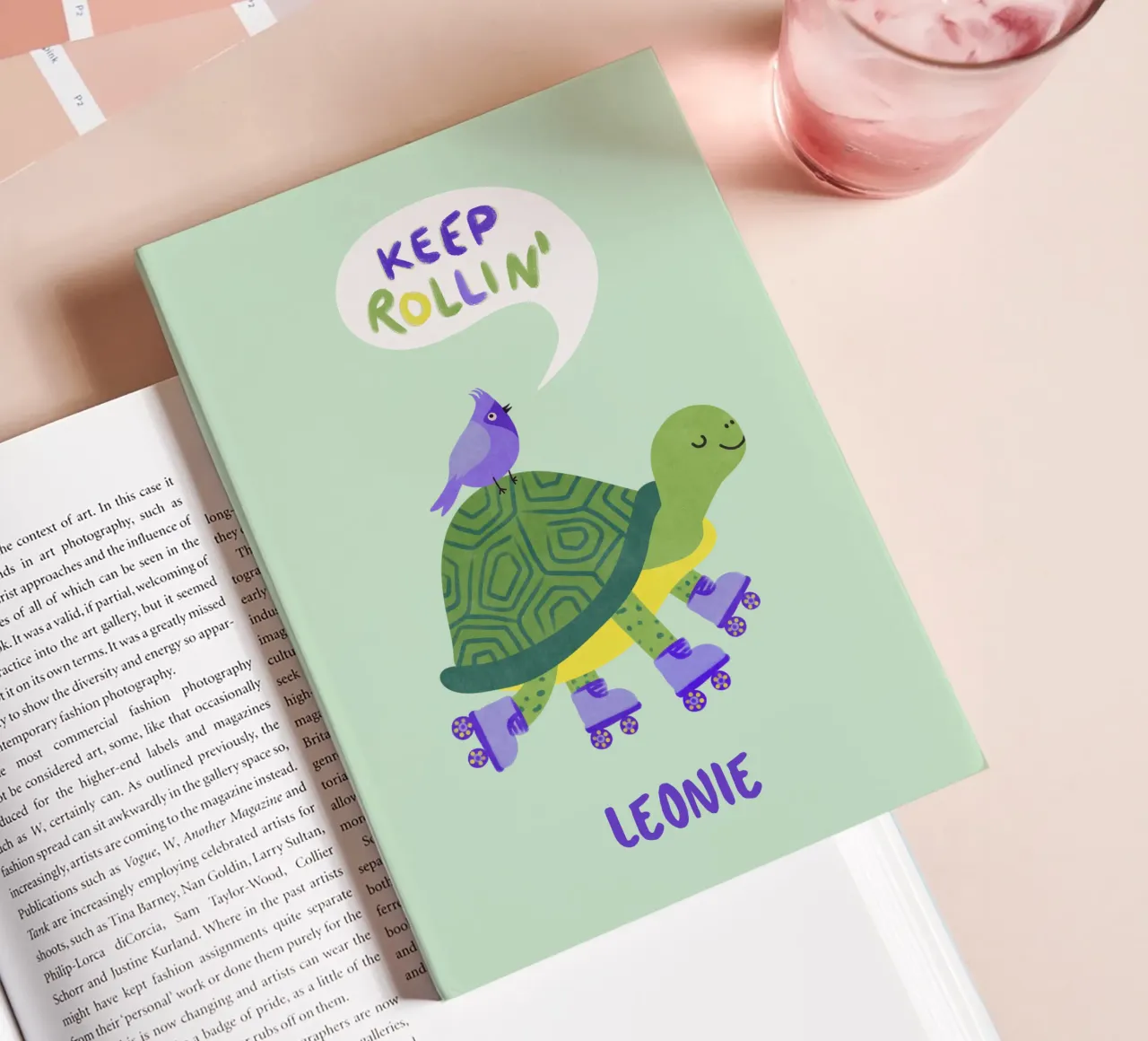 Turtle with Bird - keep Rolling! notebook by Illustration Raissa Oltmanns