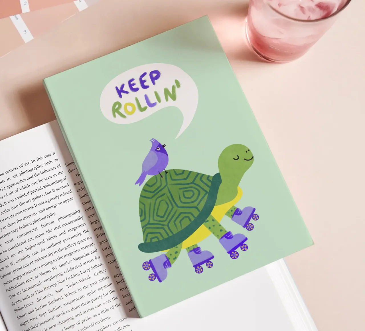 Turtle with Bird - keep Rolling! notebook by Illustration Raissa Oltmanns