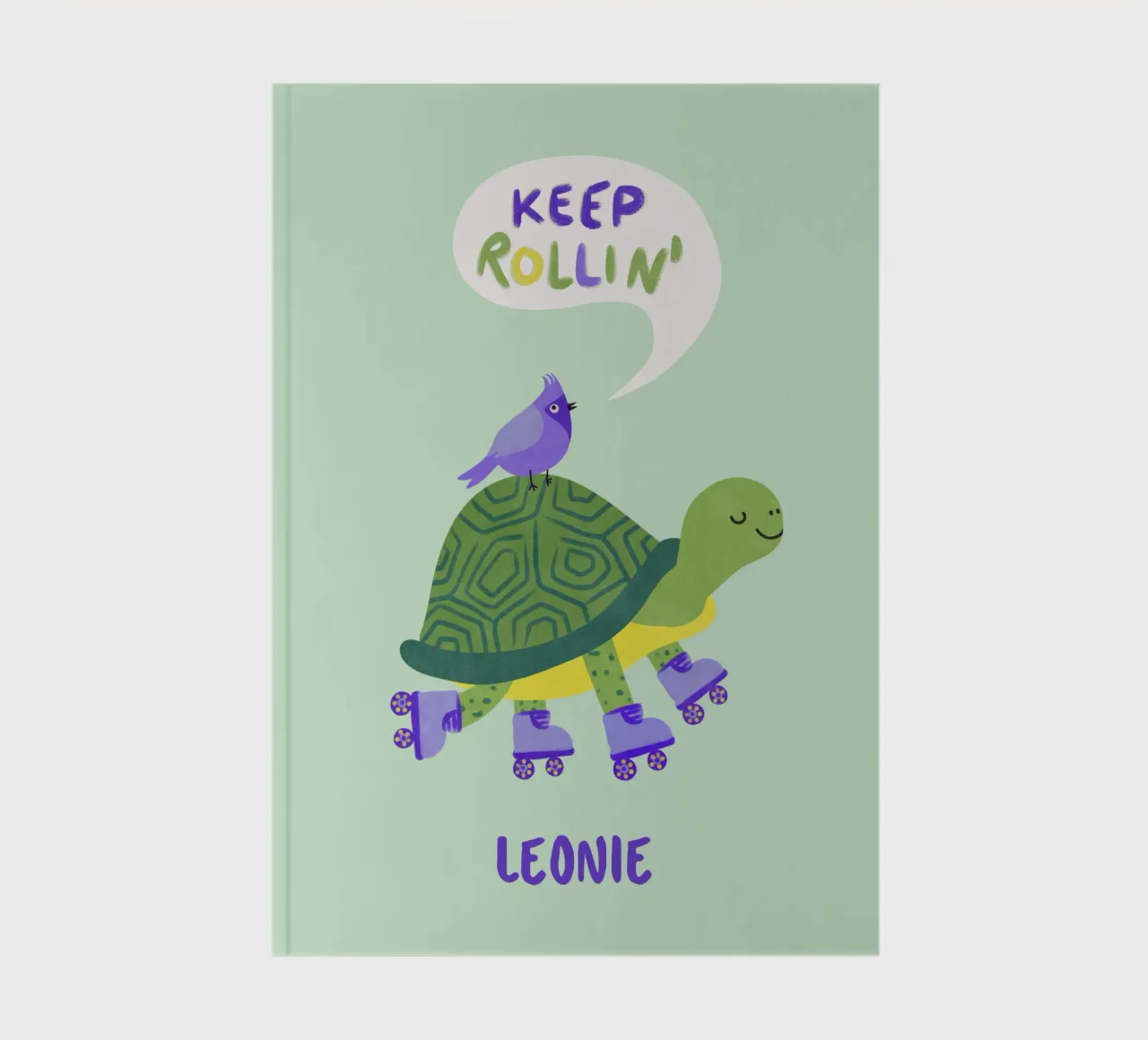 Turtle with Bird - keep Rolling! notebook by Illustration Raissa Oltmanns