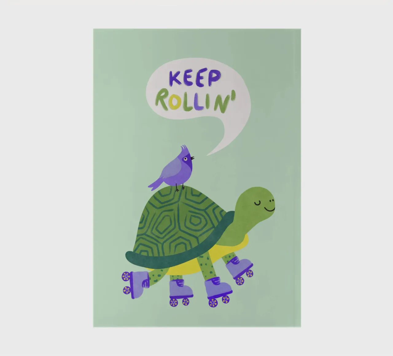 Turtle with Bird - keep Rolling! notebook by Illustration Raissa Oltmanns