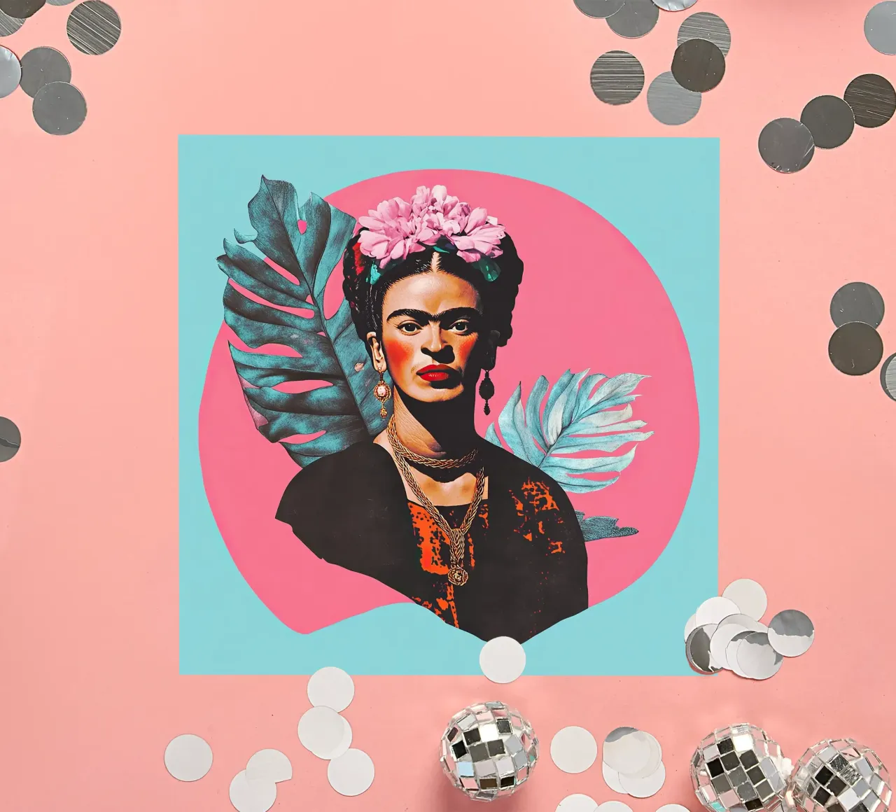 Frida Kahlo - Collegata in pace adesivo da Fantasias Florales