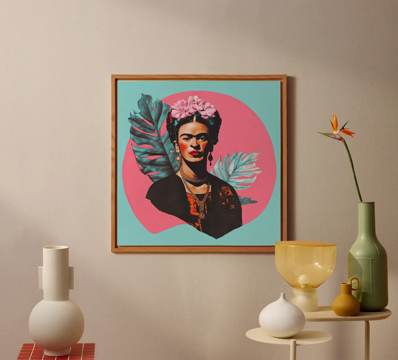 Frida Kahlo - Collegata in pace pannello forex da Fantasias Florales