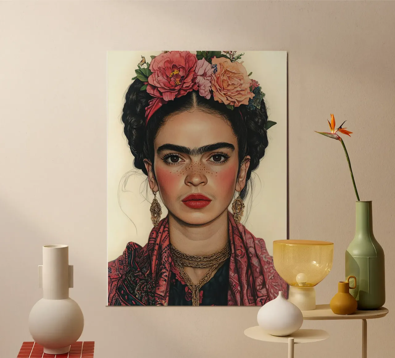 Frida Kahlo - Guidati dall'amore alluminio dibond da Fantasias Florales