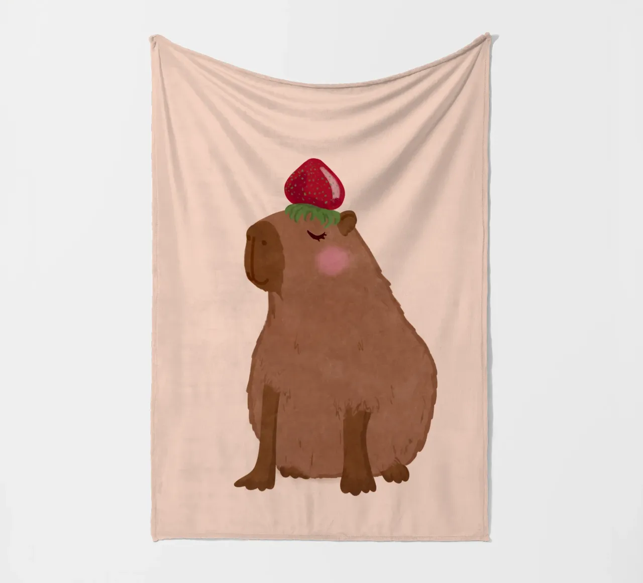Capibara con fragola coperta in pile da Illustration Raissa Oltmanns