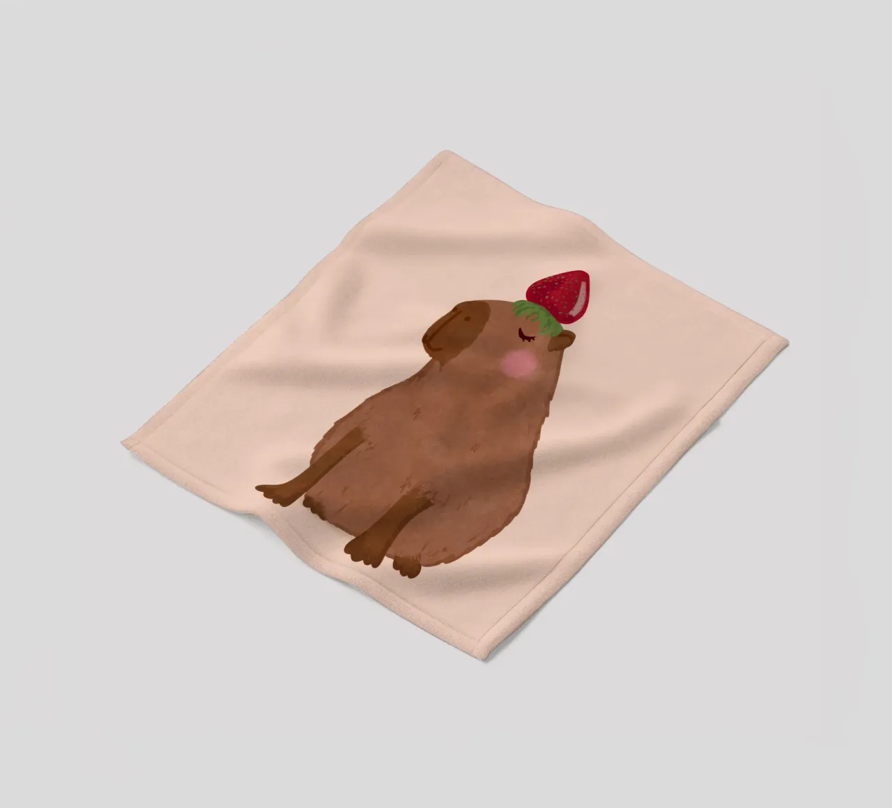Capibara con fragola coperta in pile da Illustration Raissa Oltmanns