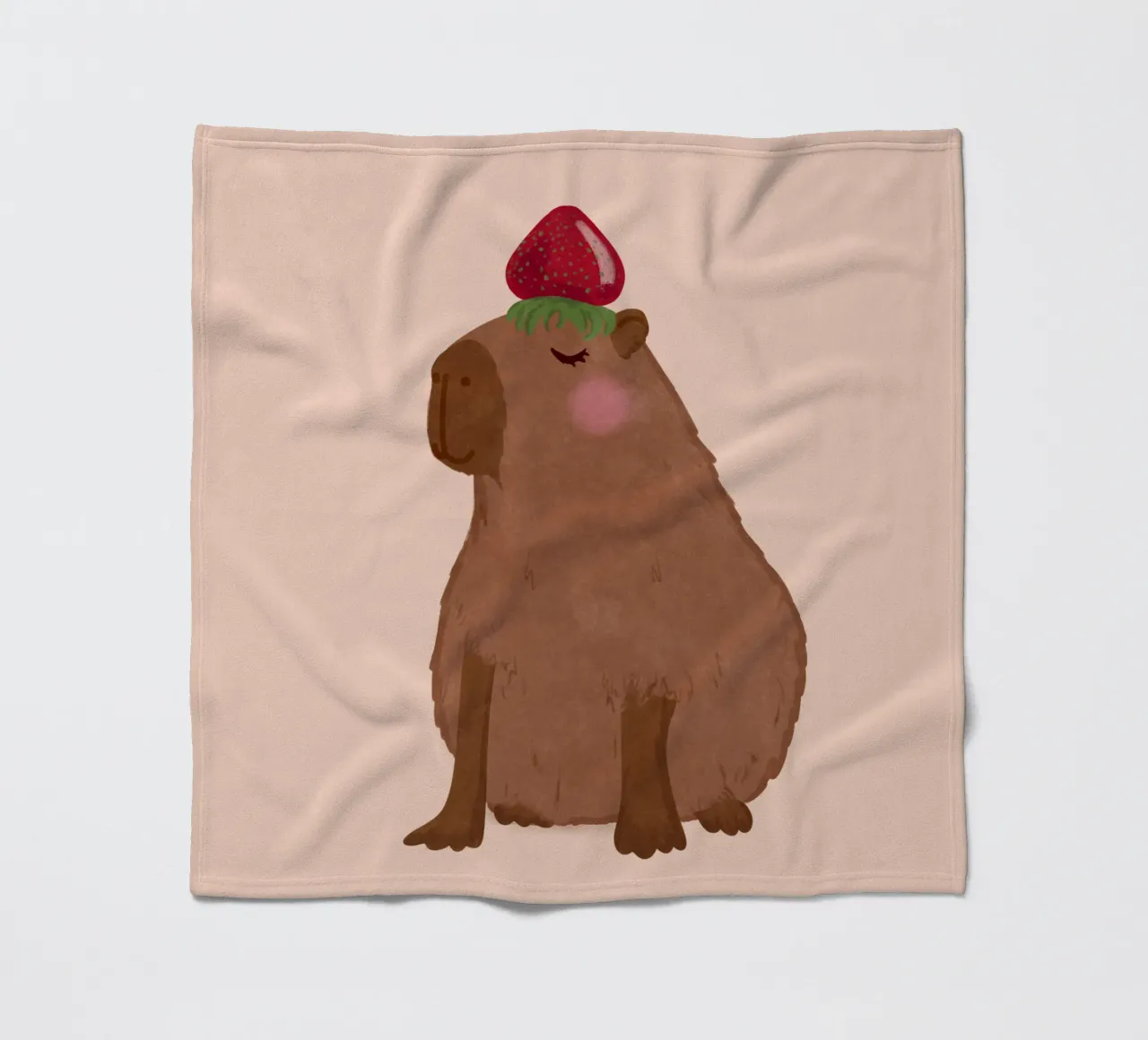 Capibara con fragola coperta in pile da Illustration Raissa Oltmanns