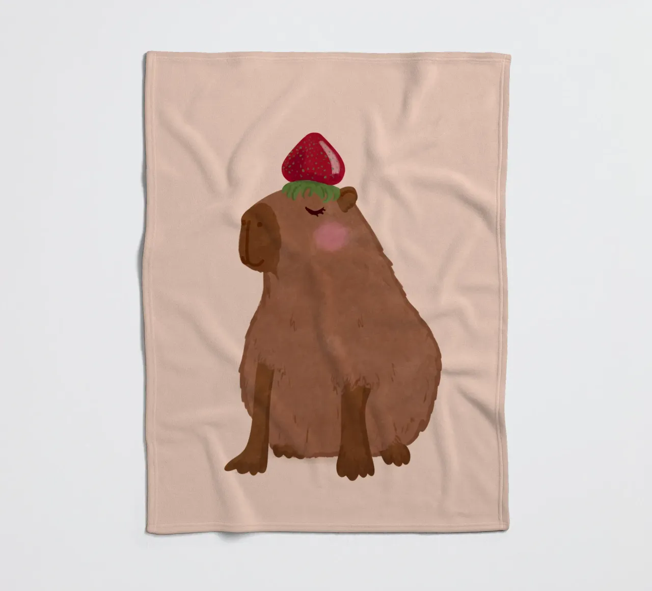Capibara con fragola coperta in pile da Illustration Raissa Oltmanns