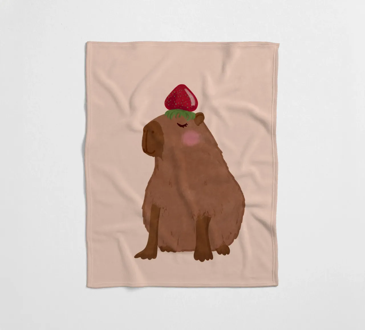 Capibara con fragola coperta in pile da Illustration Raissa Oltmanns