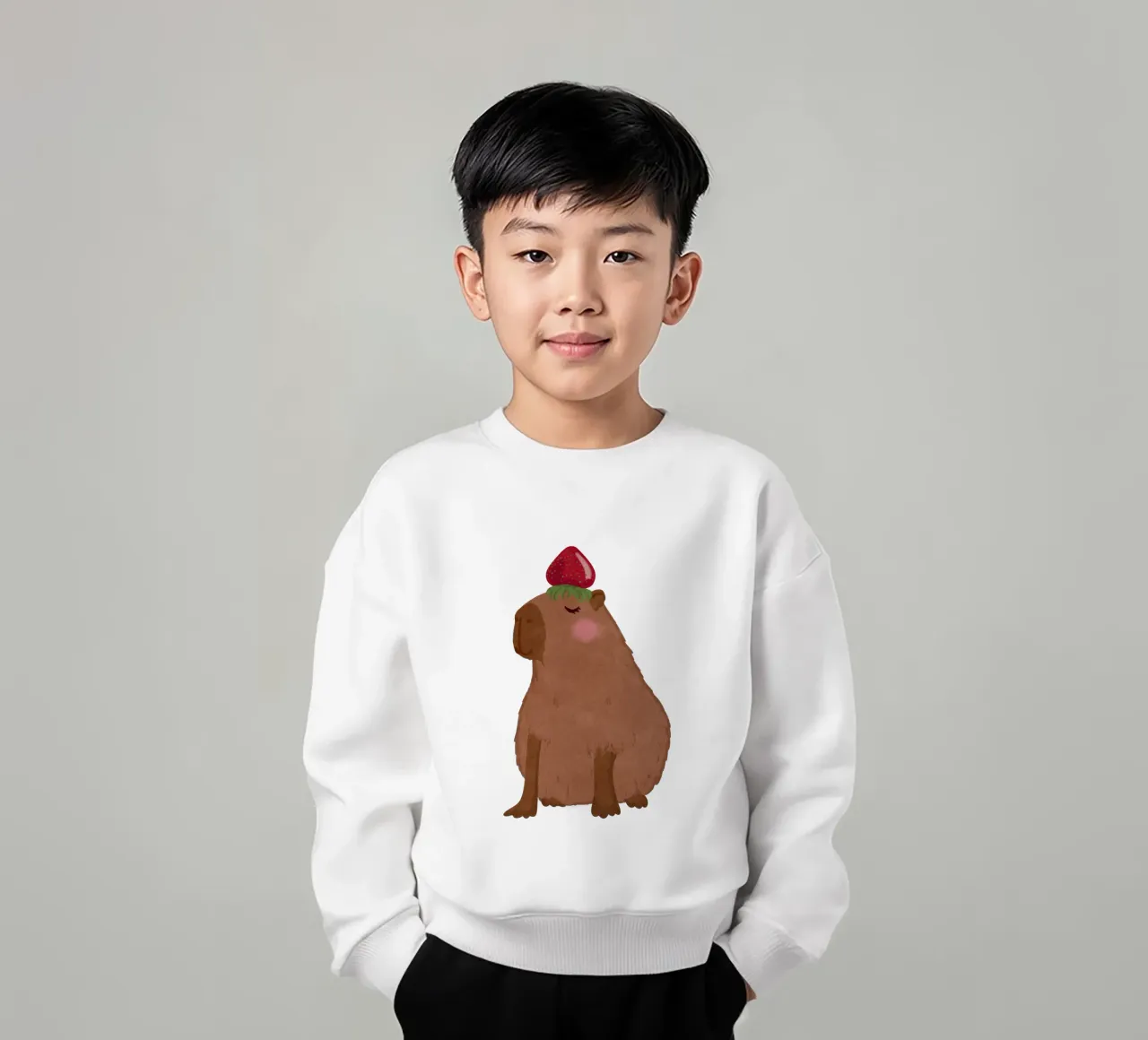 Capibara con fragola felpa bambino da Illustration Raissa Oltmanns