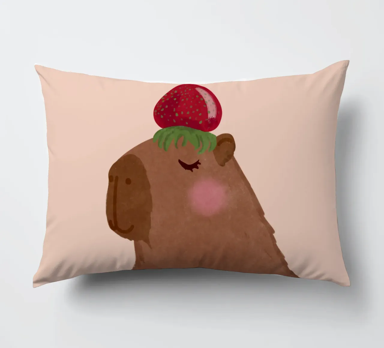 Capibara con fragola cuscino da Illustration Raissa Oltmanns