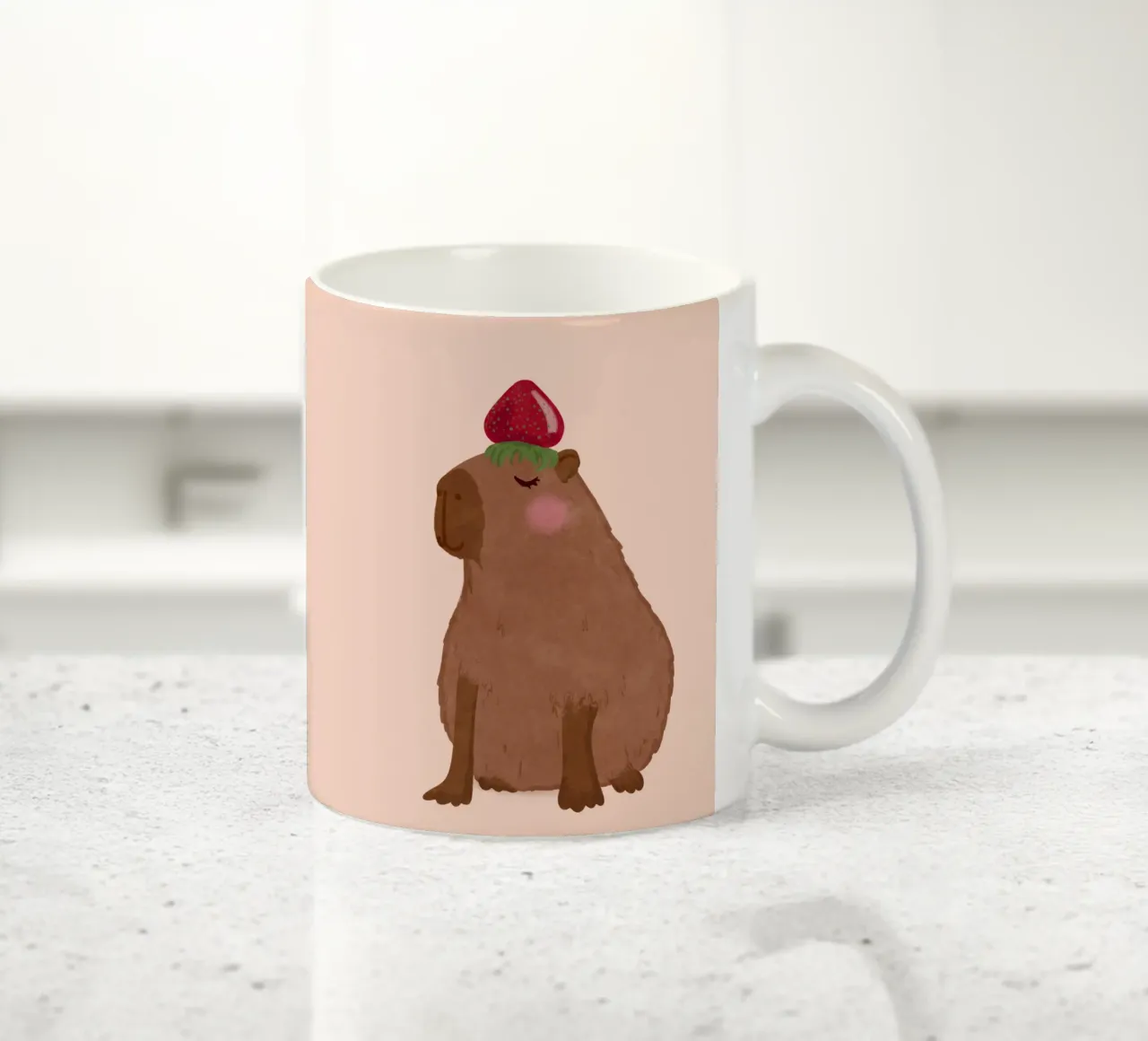 Capibara con fragola tazza in ceramica da Illustration Raissa Oltmanns
