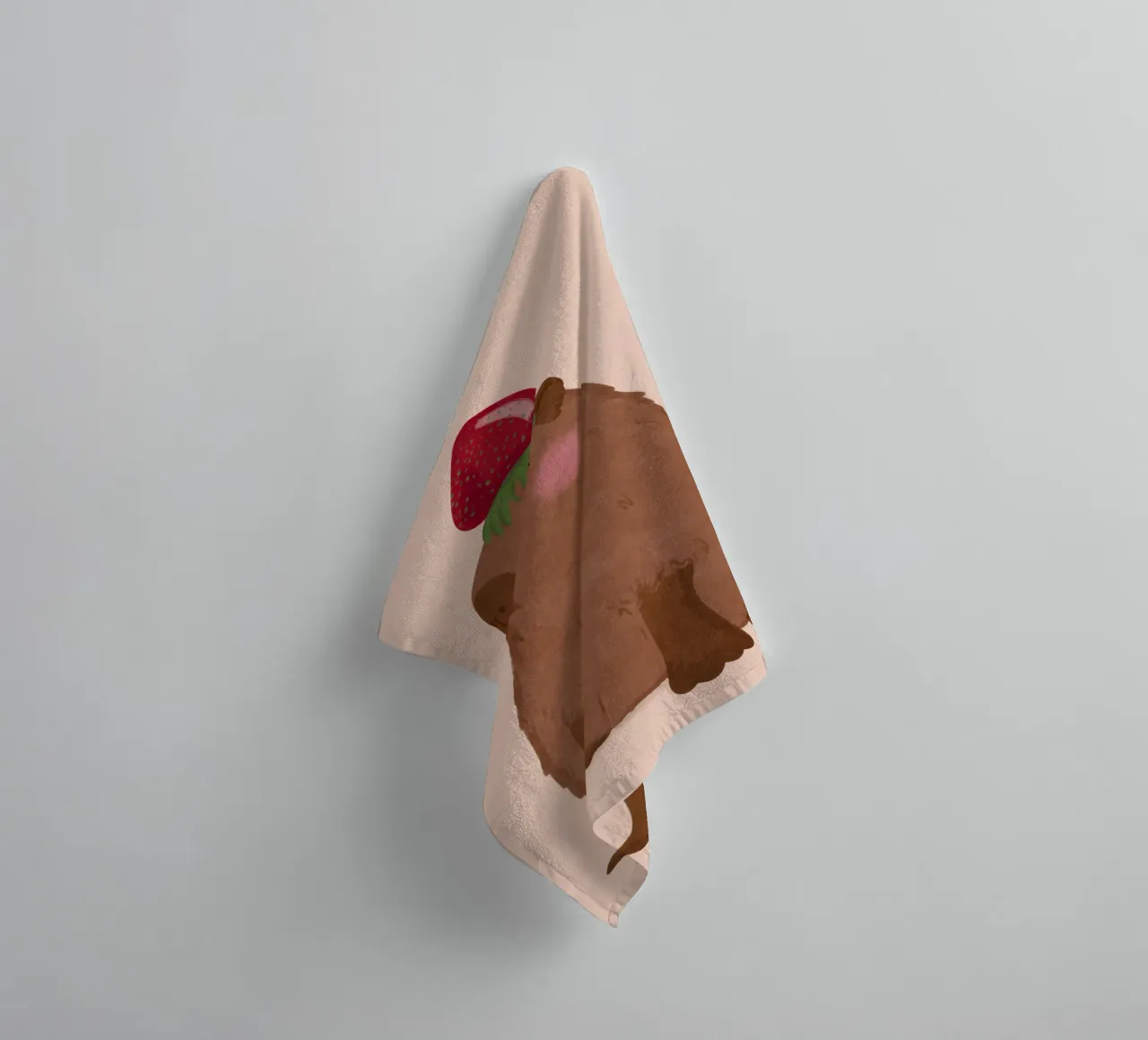 Capybara with Strawberry towel by Illustration Raissa Oltmanns