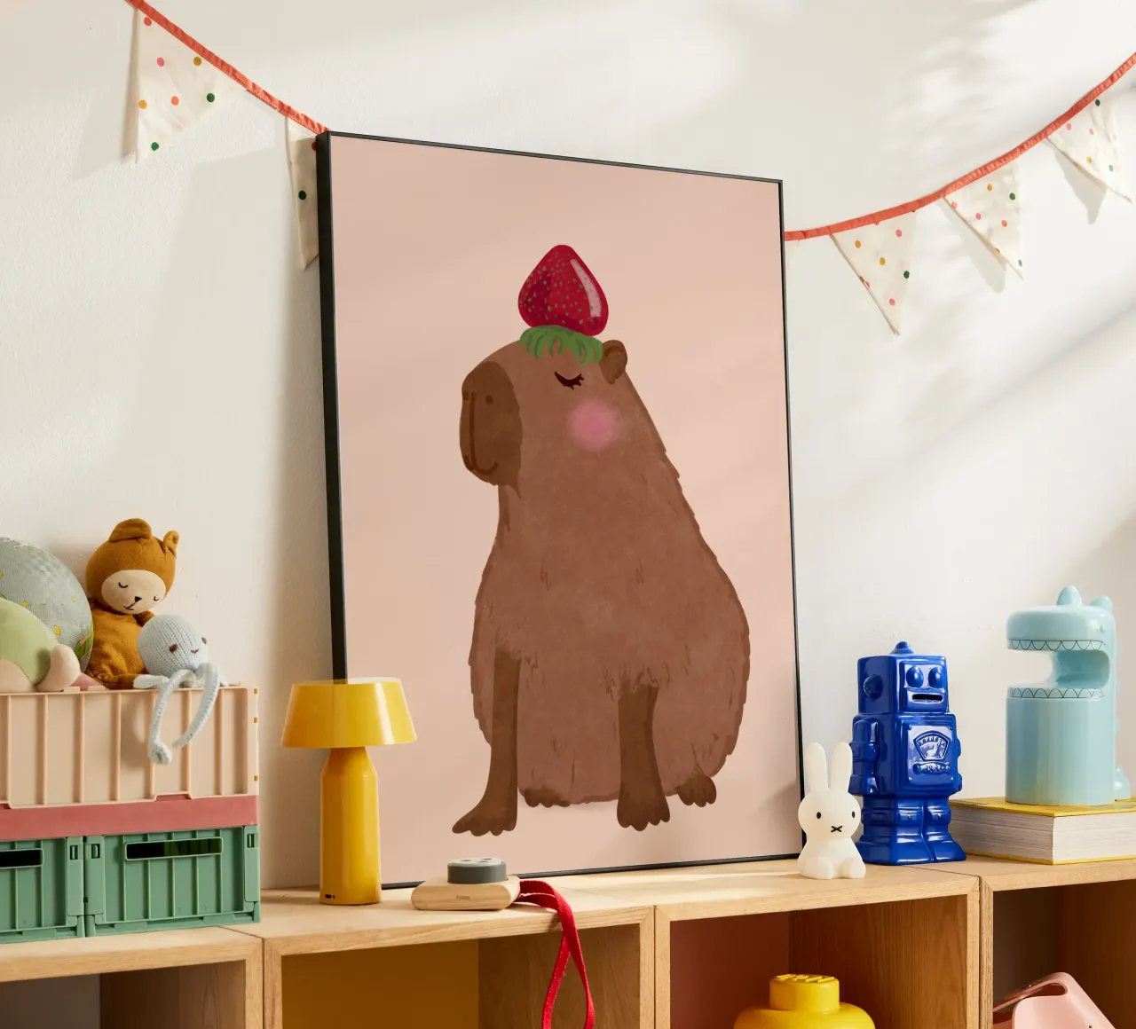 Capibara con fragola alluminio dibond da Illustration Raissa Oltmanns