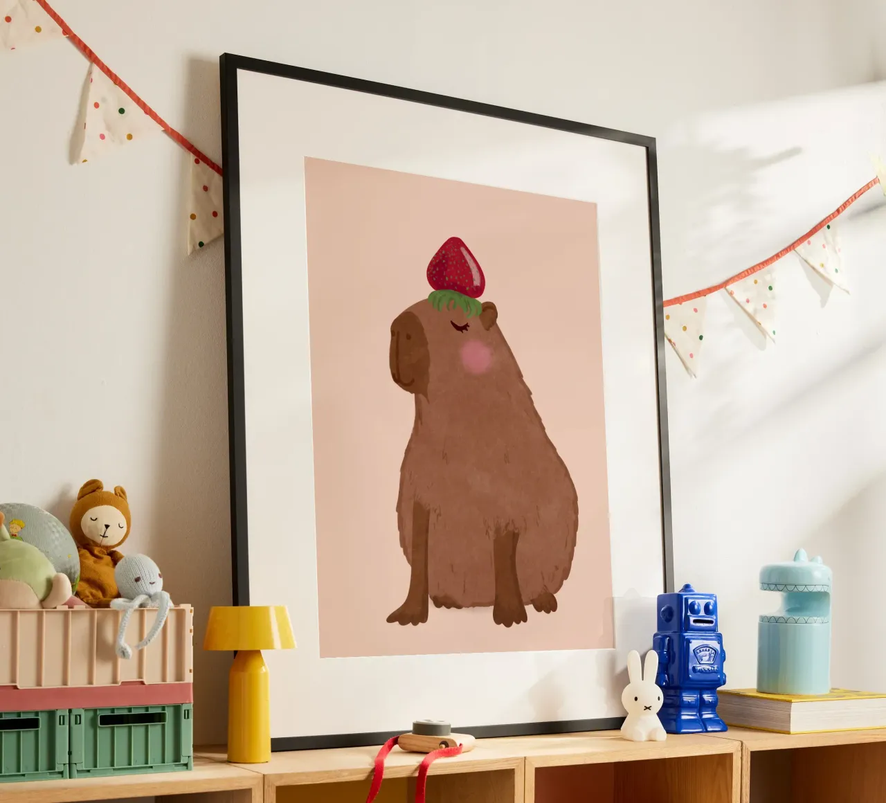 Capibara con fragola carta hahnemühle da Illustration Raissa Oltmanns