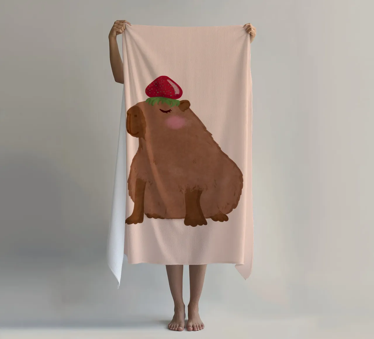 Capibara con fragola telo mare da Illustration Raissa Oltmanns