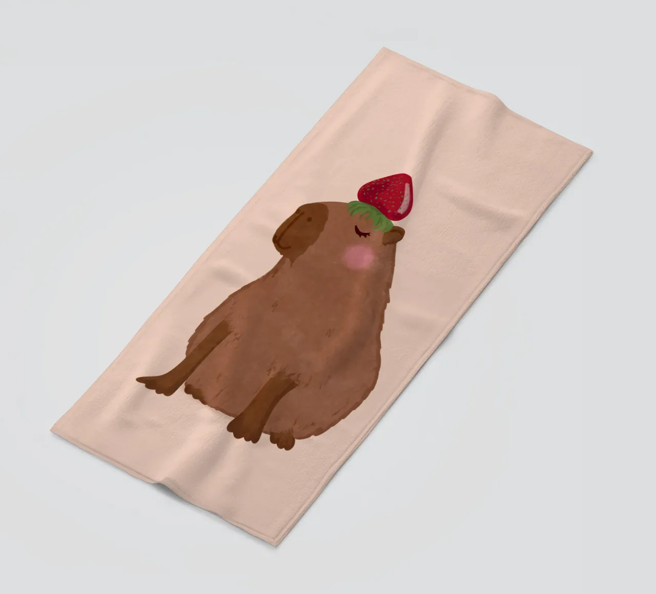 Capibara con fragola telo mare da Illustration Raissa Oltmanns