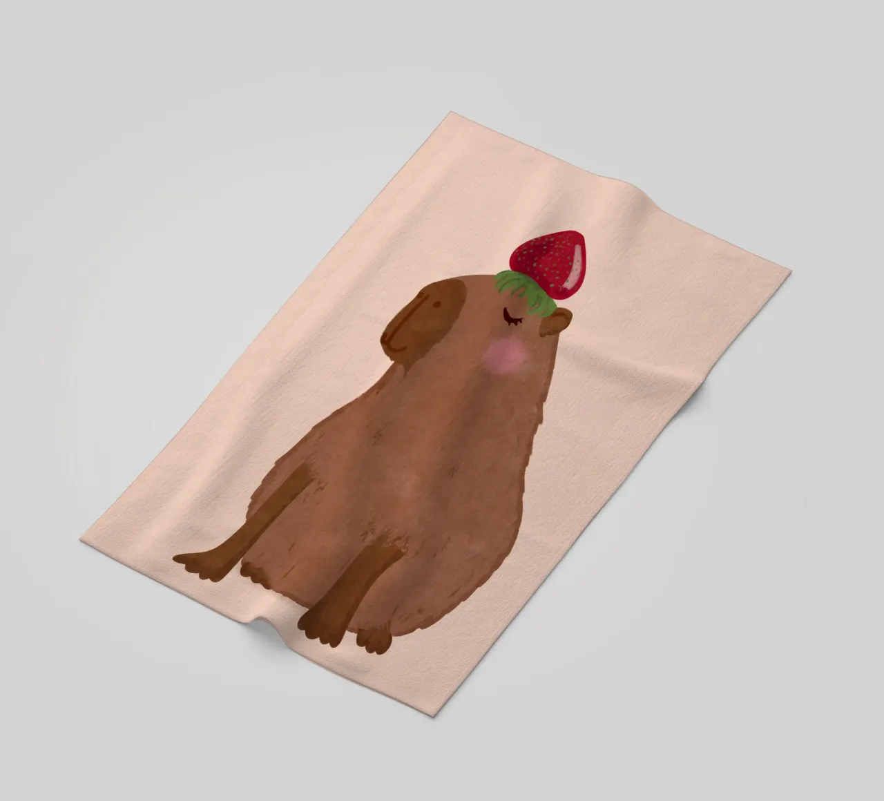 Capibara con fragola telo mare da Illustration Raissa Oltmanns