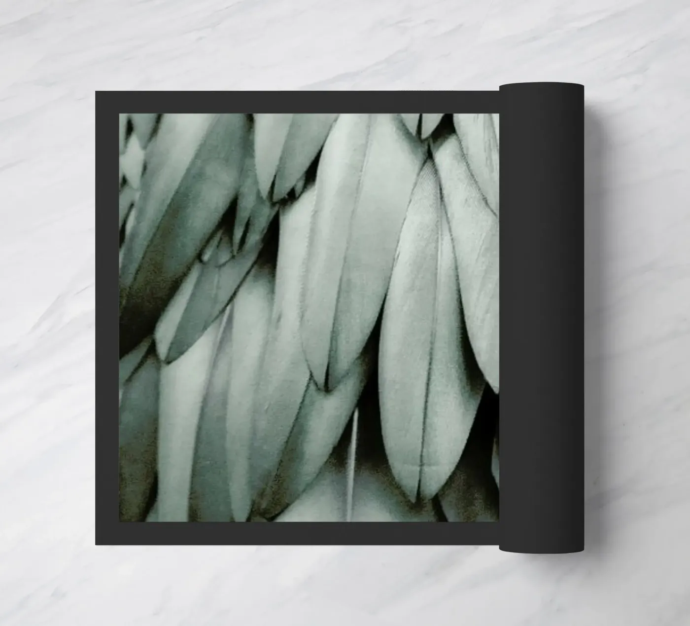 Feathers Eucalyptus Green doormat by Monika Strigel