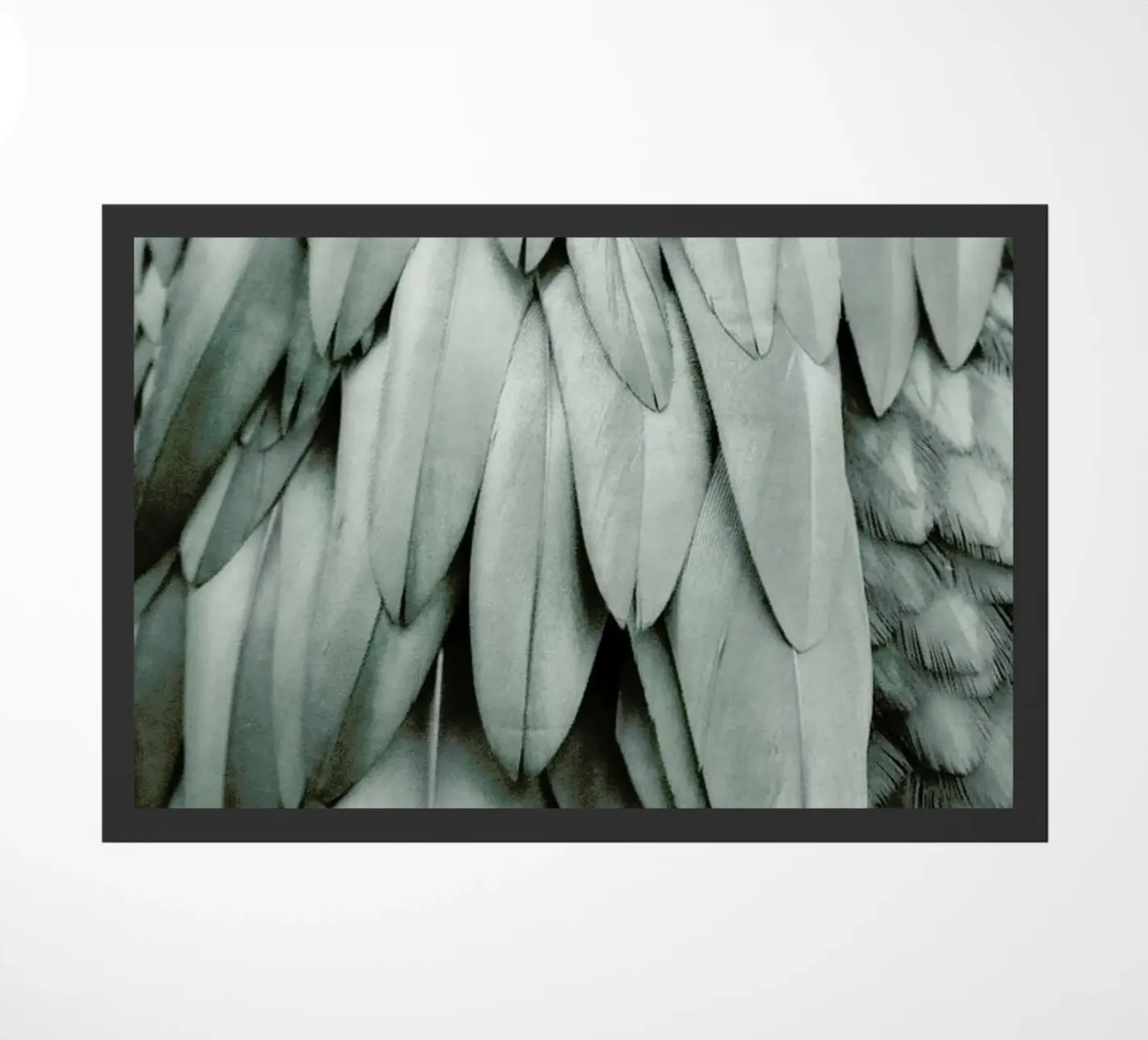Feathers Eucalyptus Green doormat by Monika Strigel