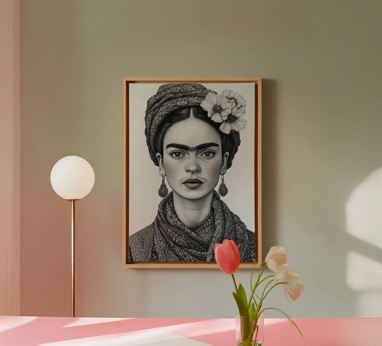 Frida Kahlo - Unfolded through growth canvas with Floater frame by Fantasias Florales