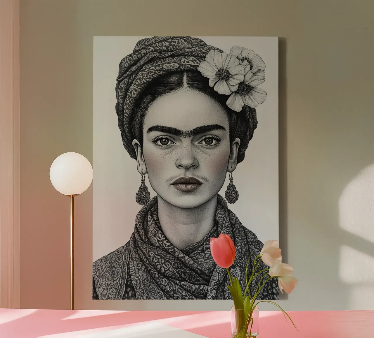Frida Kahlo - Unfolded through growth canvas with Floater frame by Fantasias Florales