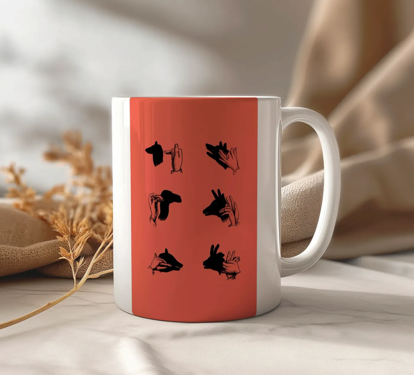 Hand shadows ceramic mug by LeDieg