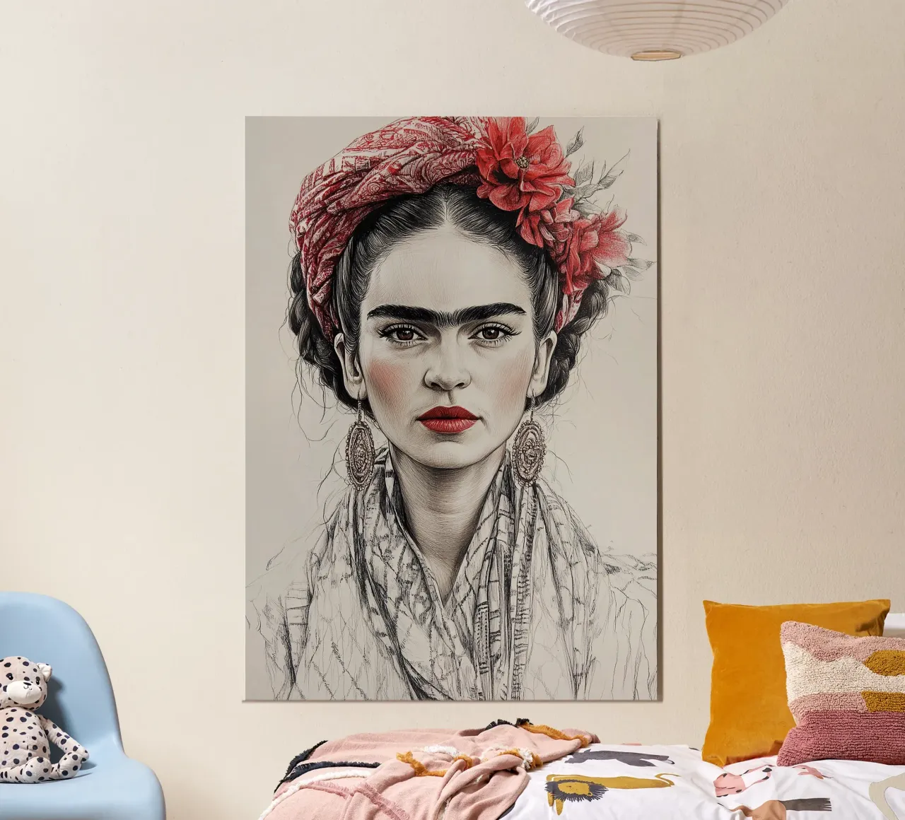 Frida Kahlo - El corazón como brújula poster con marco de plástico de Fantasias Florales