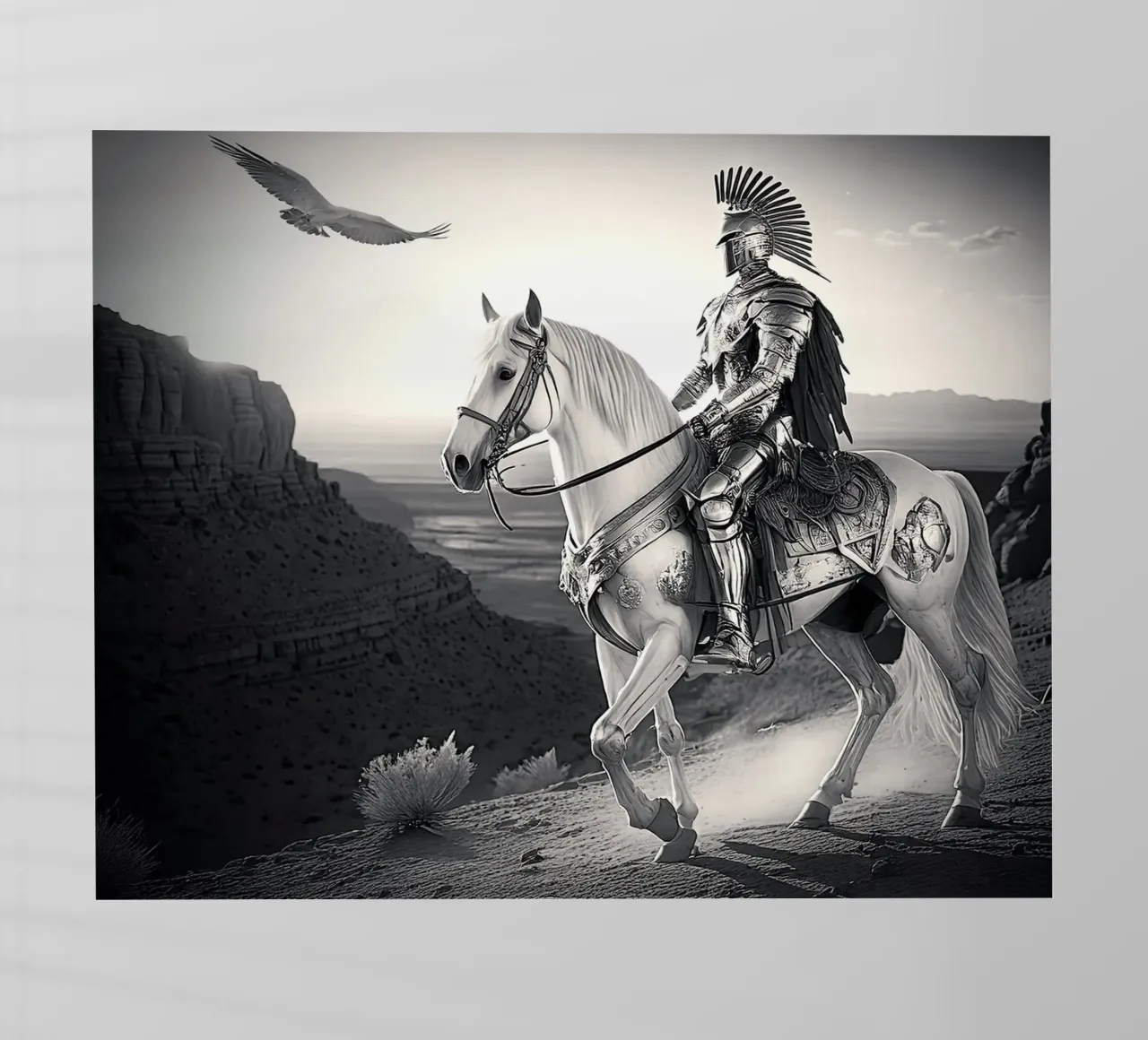 CHEVALIER SUR UN CHEVAL. NOIR ET BLANC. pellicola backlit da Thierry vobmann photography