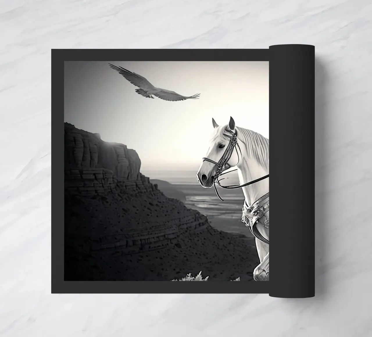 CHEVALIER SUR UN CHEVAL. NOIR ET BLANC. zerbino da Thierry vobmann photography
