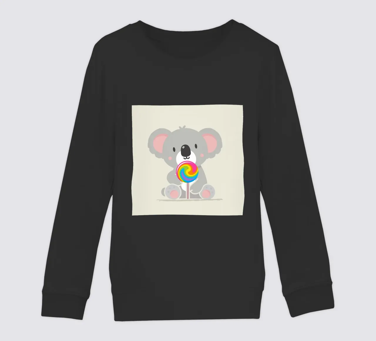 Piccolo koala allegro con un lecca-lecca colorato felpa bambino da namosh