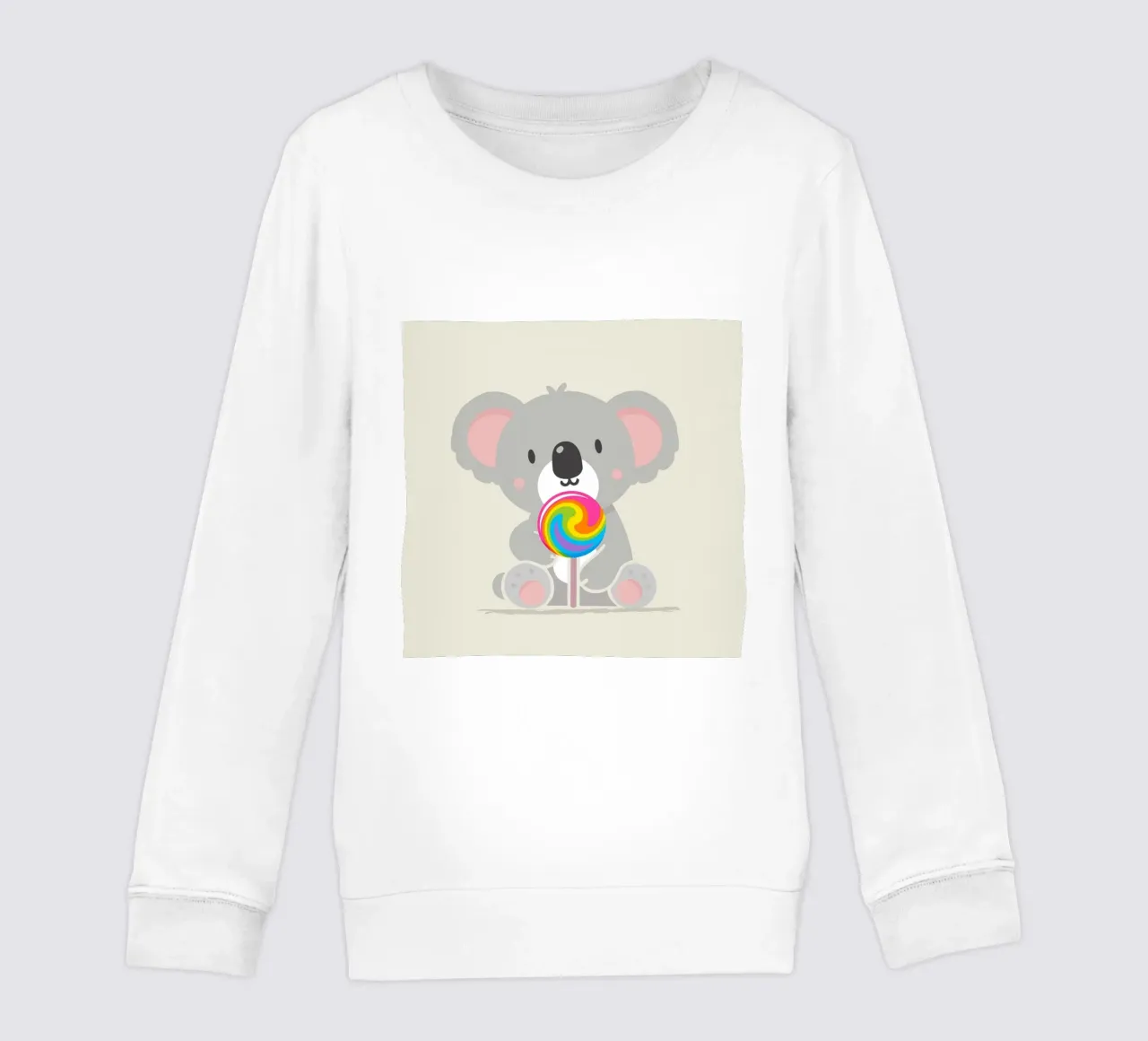 Piccolo koala allegro con un lecca-lecca colorato felpa bambino da namosh