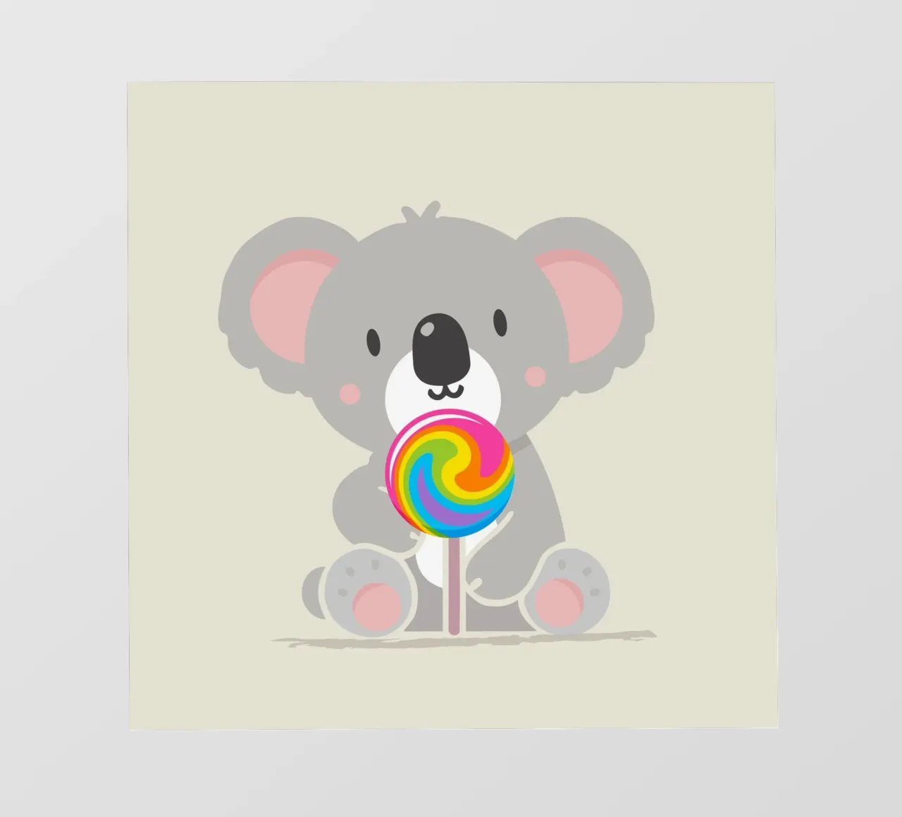 Piccolo koala allegro con un lecca-lecca colorato pellicola backlit da namosh