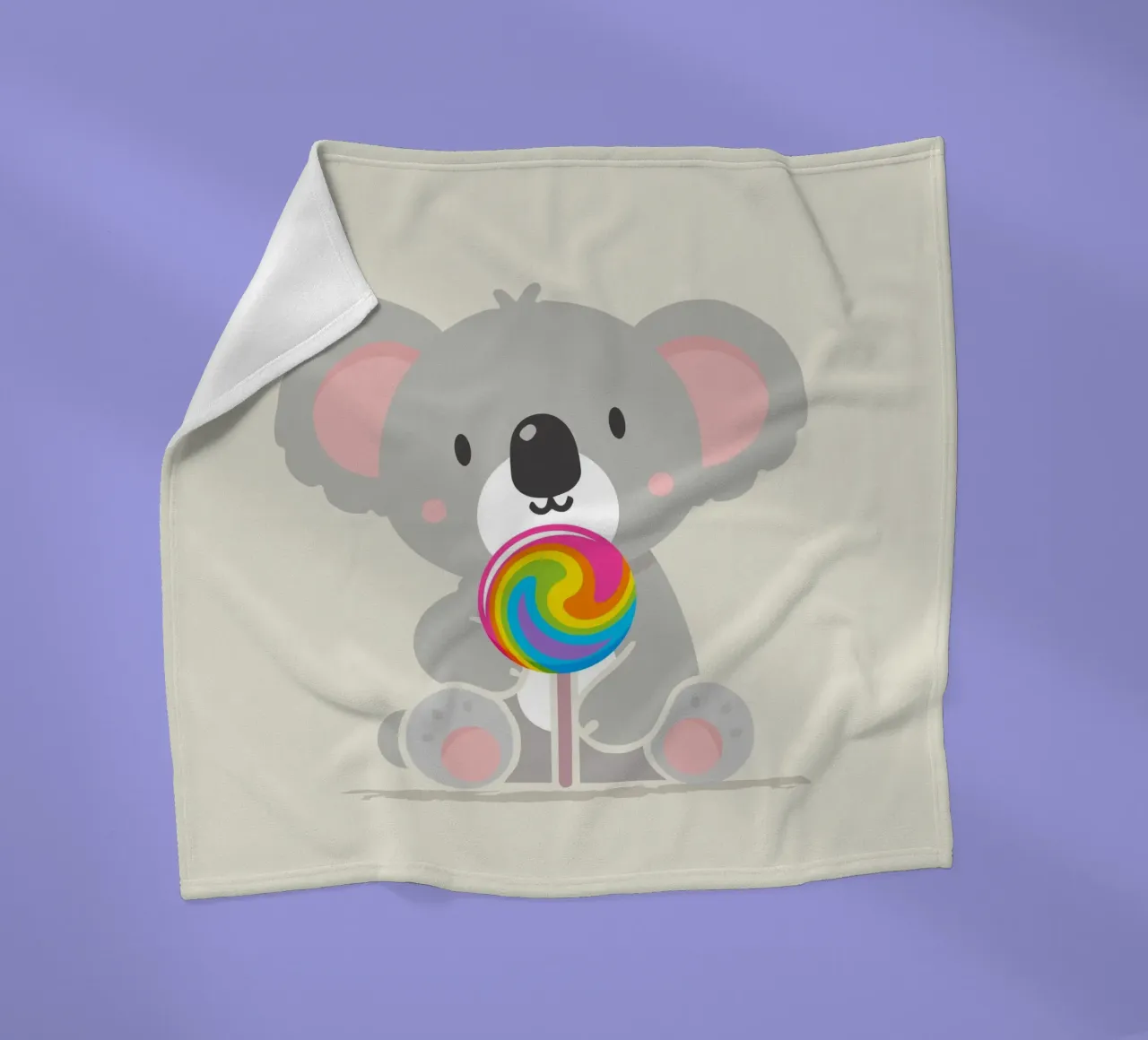Piccolo koala allegro con un lecca-lecca colorato coperta in pile da namosh