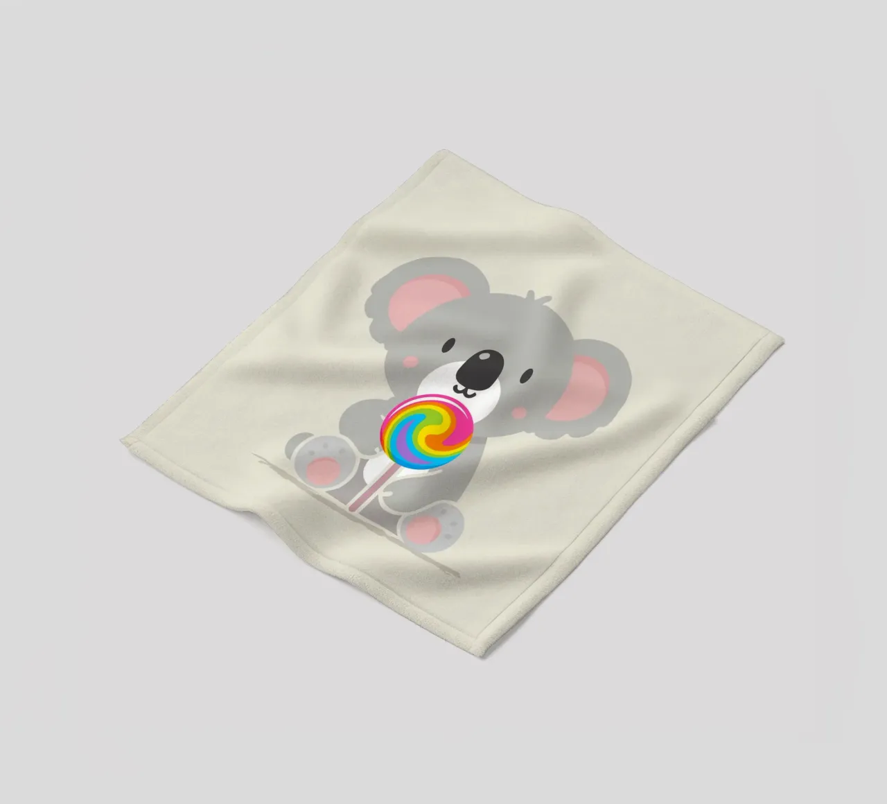 Piccolo koala allegro con un lecca-lecca colorato coperta in pile da namosh