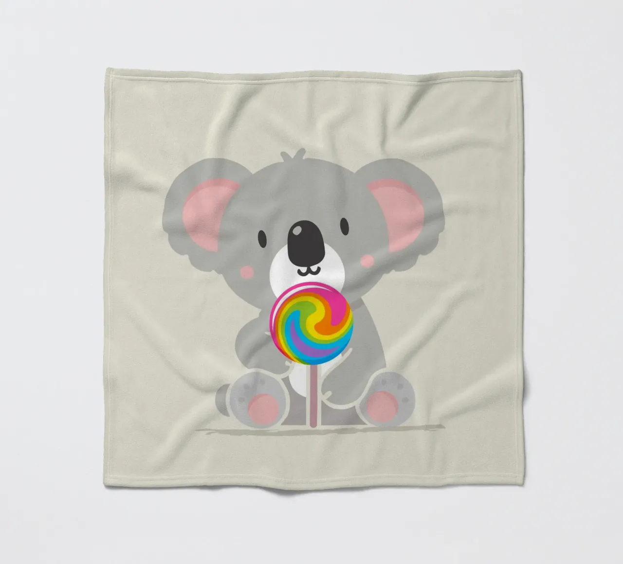 Piccolo koala allegro con un lecca-lecca colorato coperta in pile da namosh