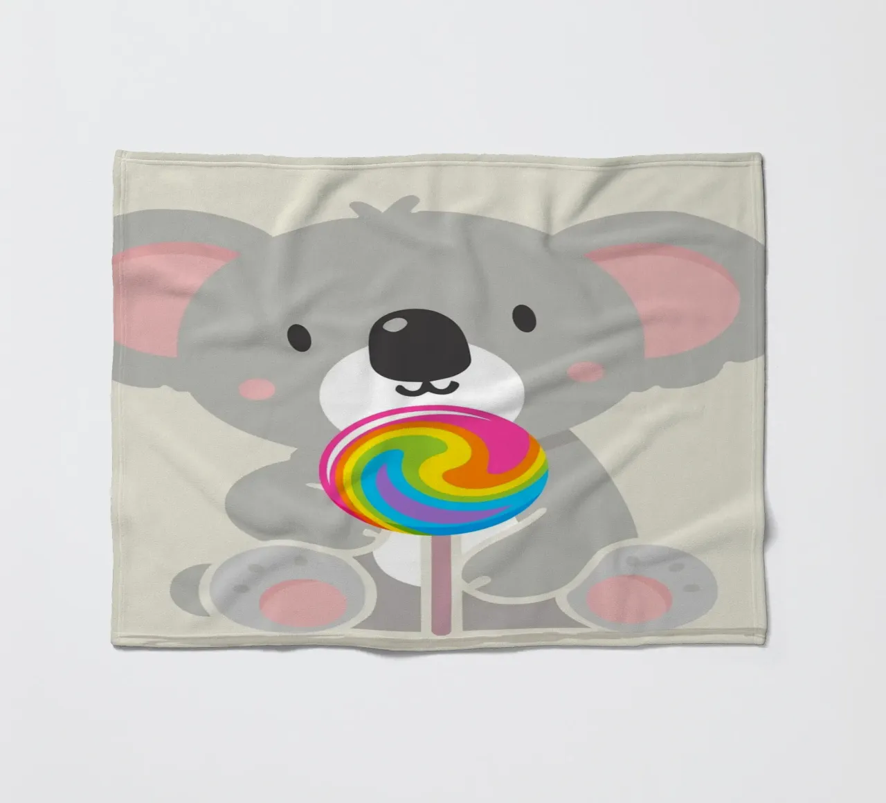 Piccolo koala allegro con un lecca-lecca colorato coperta in pile da namosh