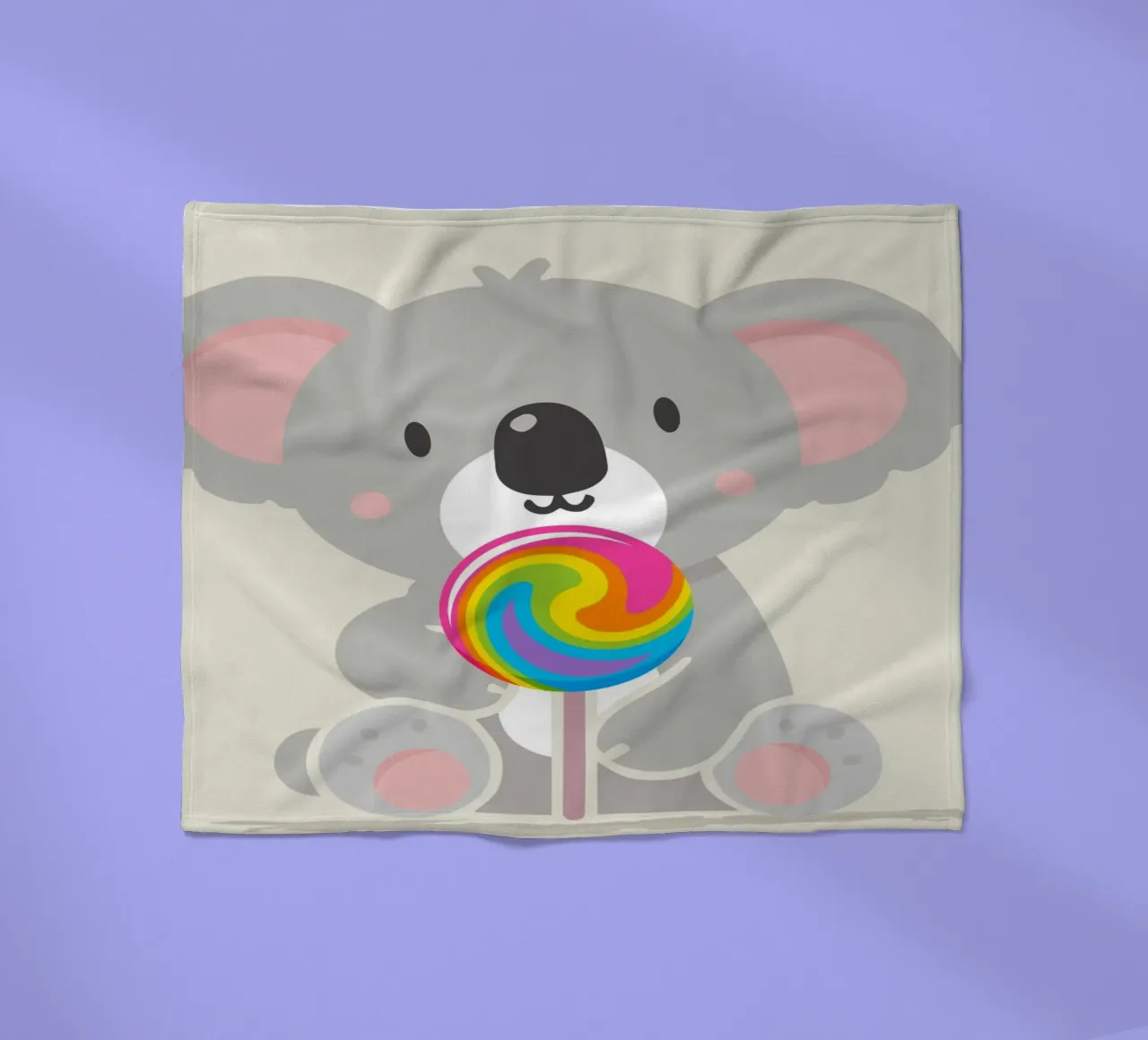 Piccolo koala allegro con un lecca-lecca colorato coperta in pile da namosh