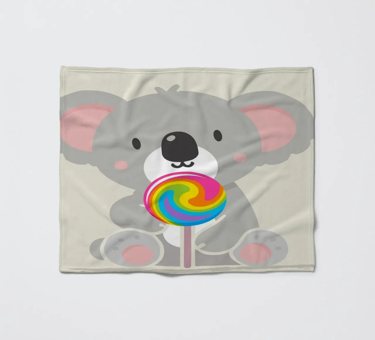 Piccolo koala allegro con un lecca-lecca colorato coperta in pile da namosh