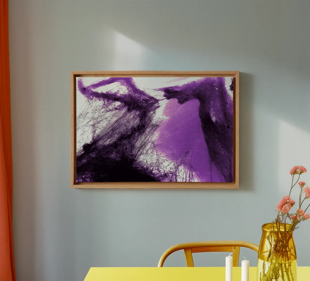 Paars spinnenweb canvas van Massimo Frascogna