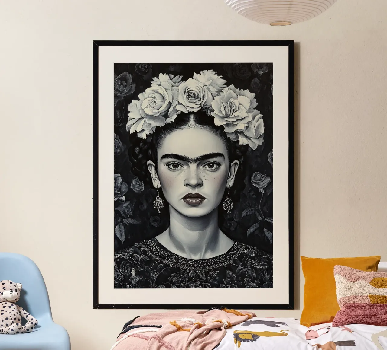 Frida Kahlo - I frutti del coraggio poster con telaio in alluminio da Fantasias Florales