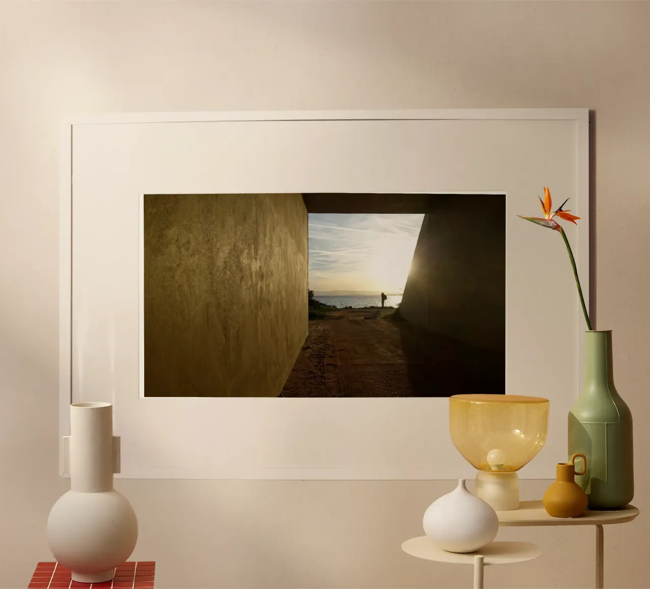 Al tramonto poster con telaio in alluminio da Massimo Frascogna