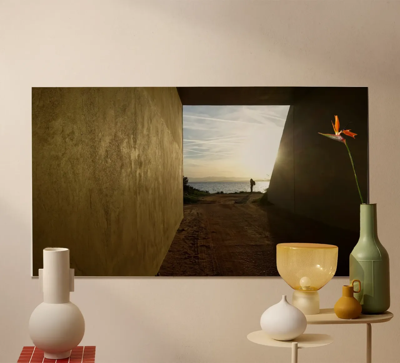 Al tramonto poster con telaio in alluminio da Massimo Frascogna
