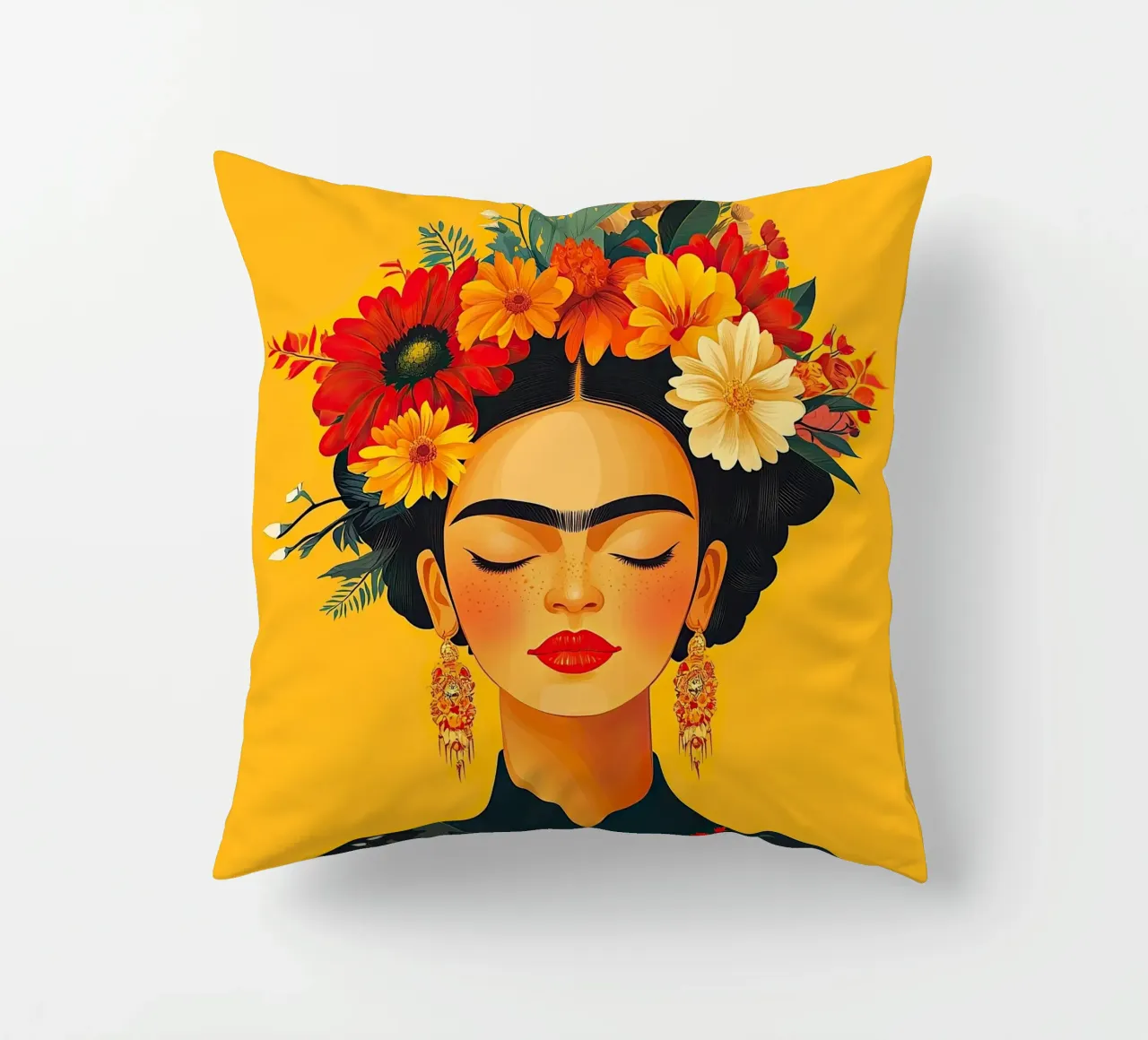 Frida Kahlo - Il dono dell'adesso cuscino da Fantasias Florales